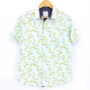Birch Black Shirt Men's White Short Sleeve Button Down Bananas Allover Print S